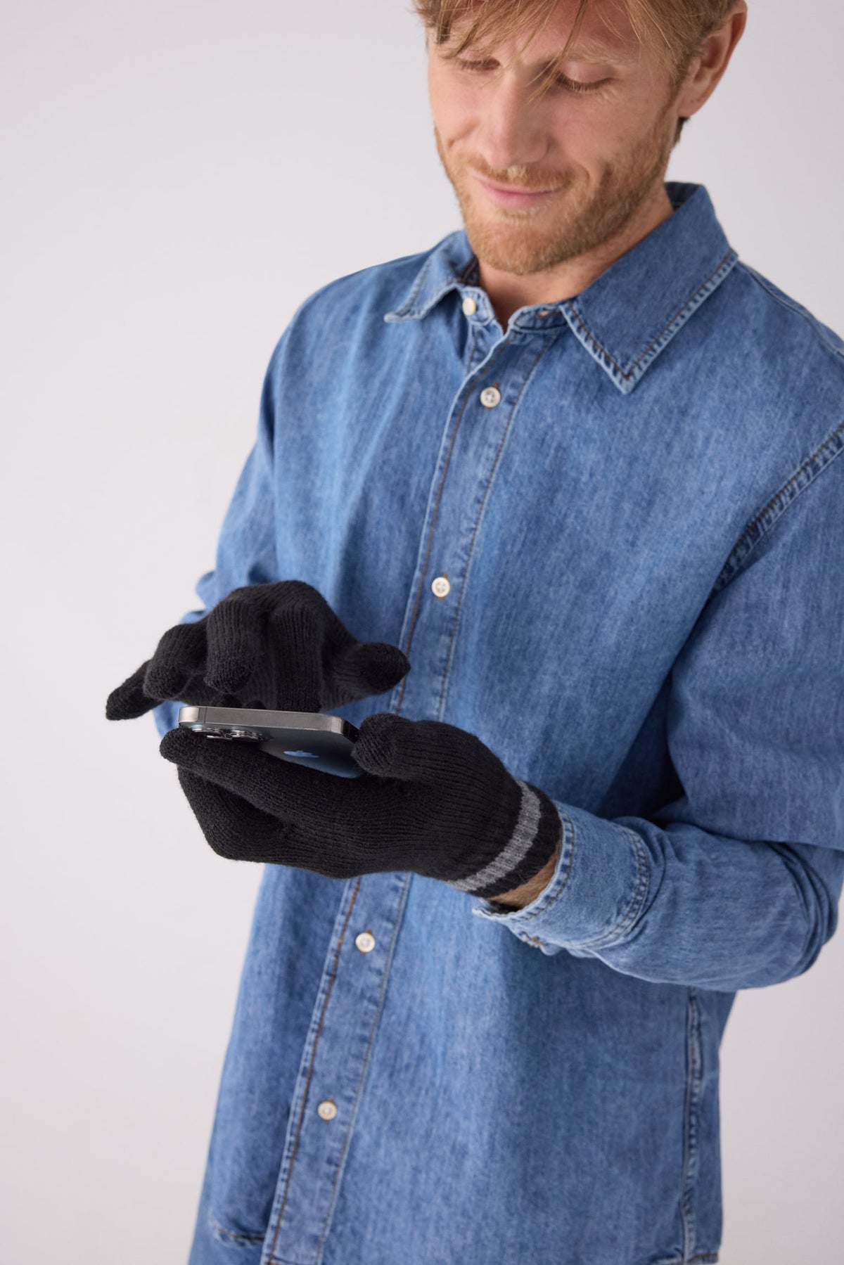 Gants tactiles en maille noirs pour homme