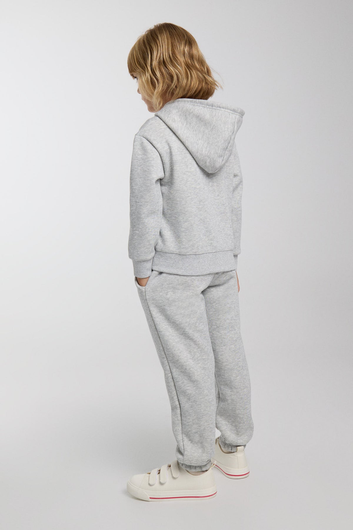 Conjunto de chándal infantil gris jaspeado con sudadera con capucha y pantalón jogger