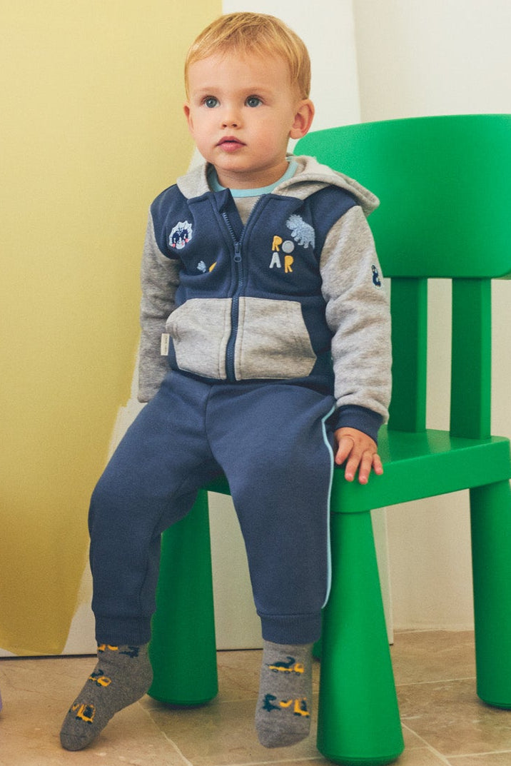 Ensemble survêtement bébé zippé détails dinosaures