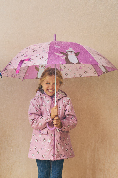 Parapluie fille imprimé pingouins