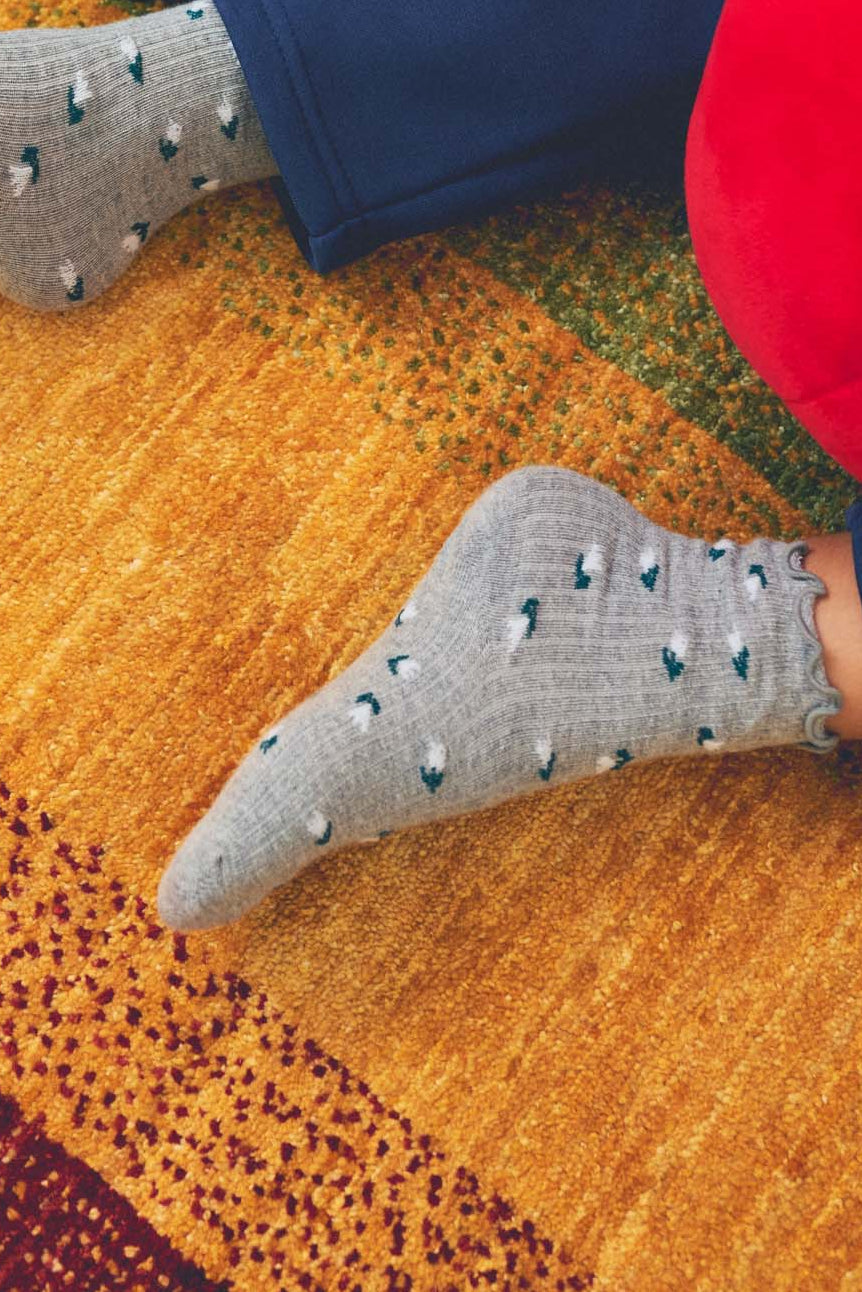 Lot de 4 chaussettes fille bord ondulé imprimé floral