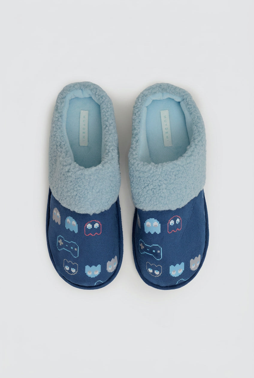Chaussons homme imprimé game avec intérieur effet mouton