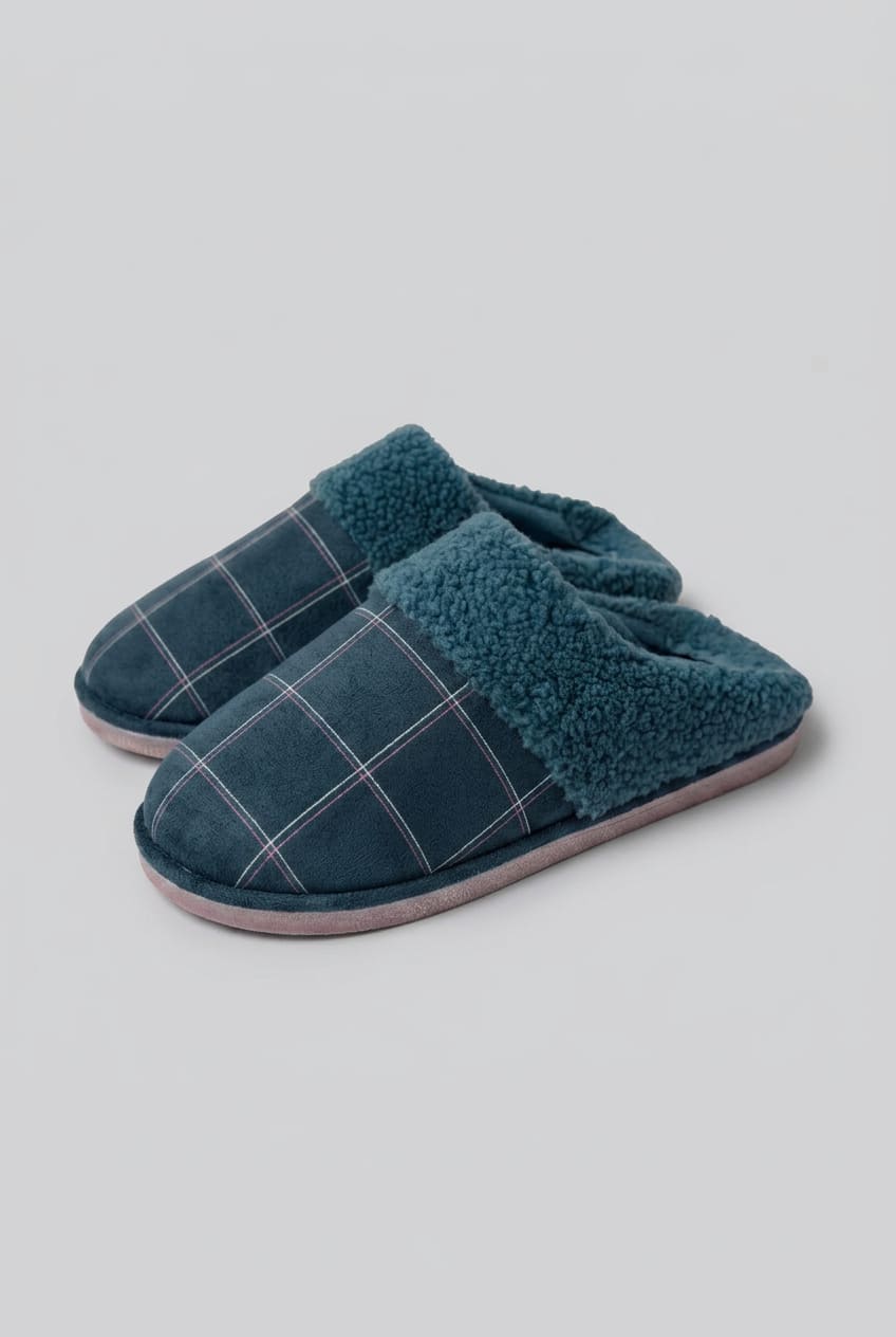 Chaussons homme rayés avec intérieur effet mouton