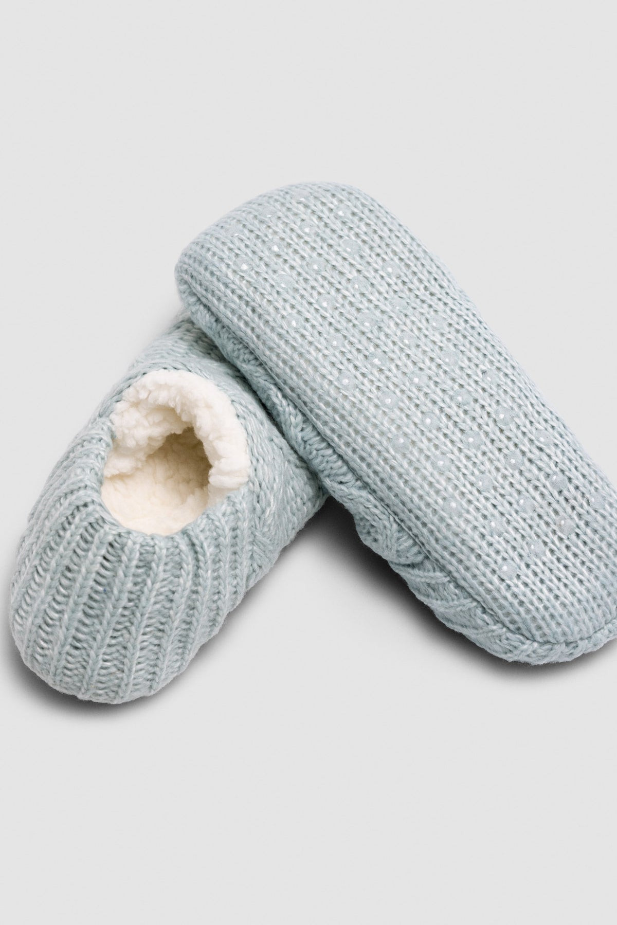 Chaussons-chaussettes femme antidérapants bleu ciel