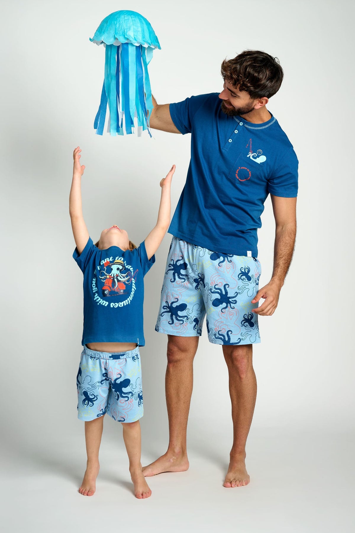 Pijama hombre corto algodón estampado pulpos | MUYDEMI - Ysabel Mora