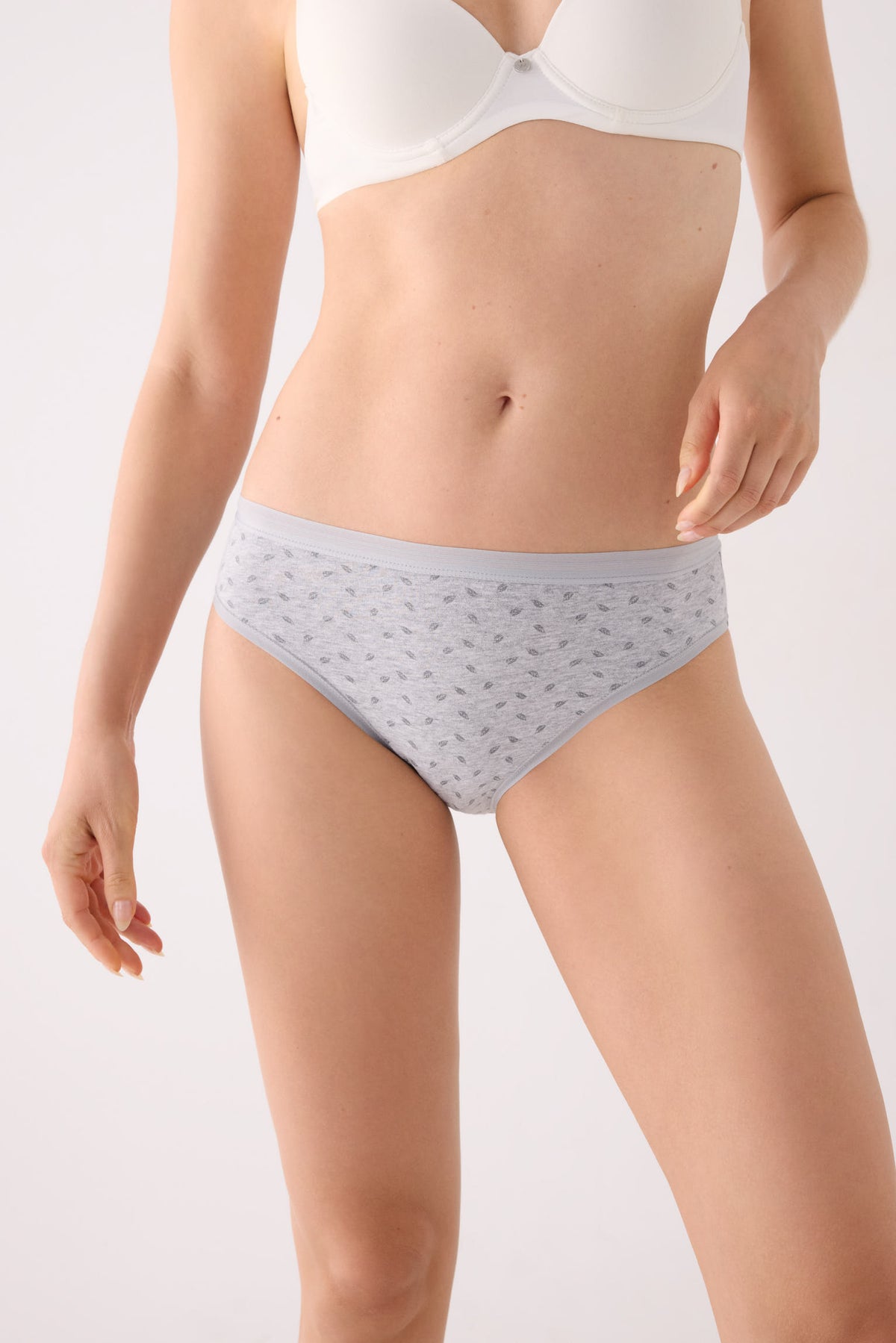 Pack de 2 culottes midi imprimées en coton, gris