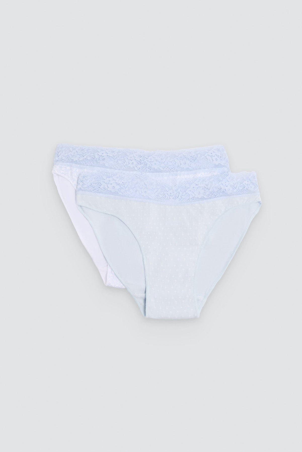 Pack de 2 culottes mini imprimées en coton à bordure dentelle, bleu