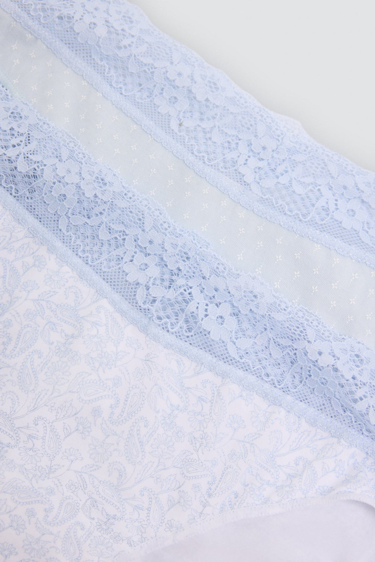 Pack de 2 culottes mini imprimées en coton à bordure dentelle, bleu