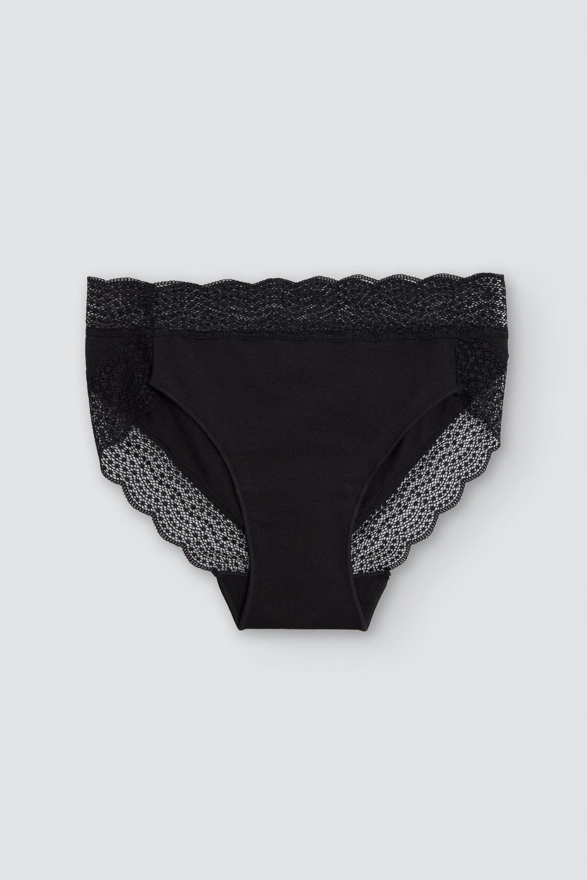 Culotte midi en coton à bordure dentelle noir