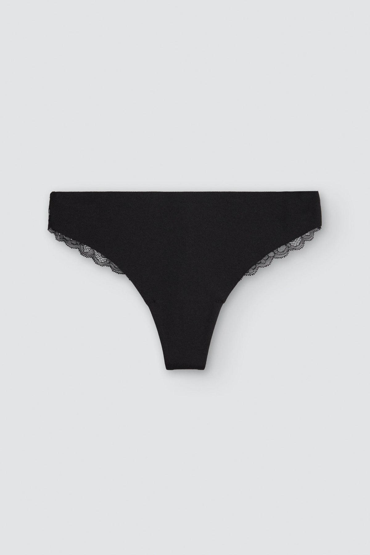 String coton découpé au laser avec dentelle noir