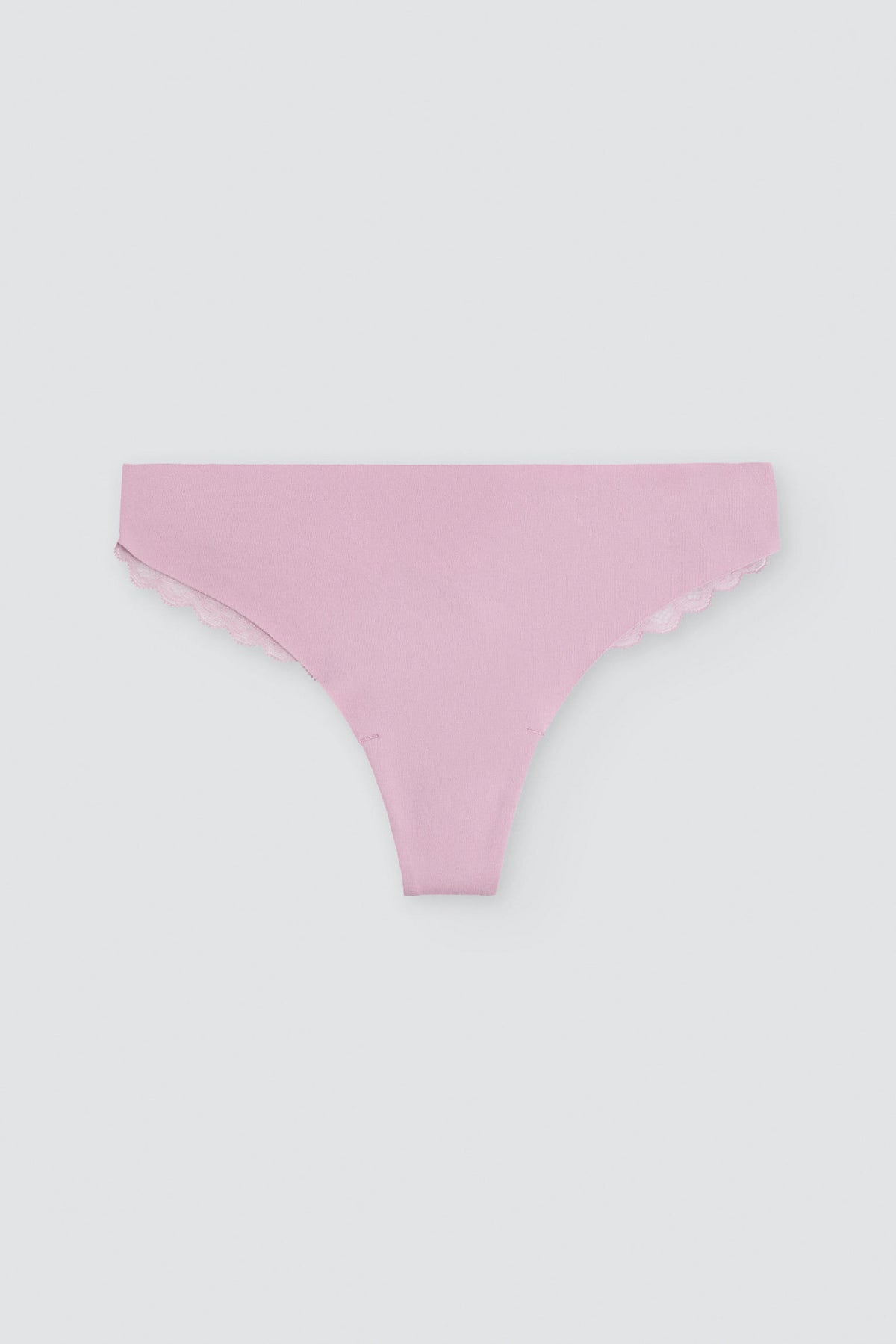String coton découpé au laser avec dentelle rose