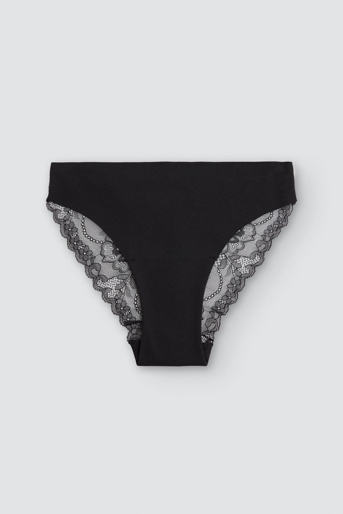Culotte brésilienne coton découpé au laser avec dentelle noir