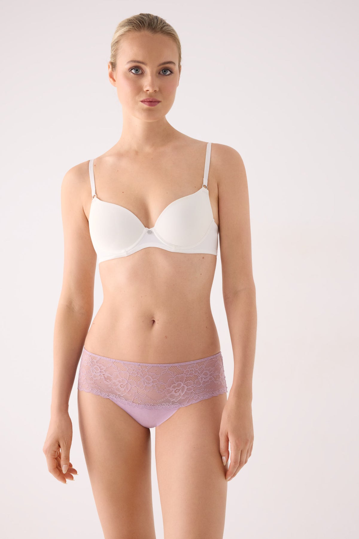 Culotte hipster brésilienne coton découpé au laser avec dentelle rose