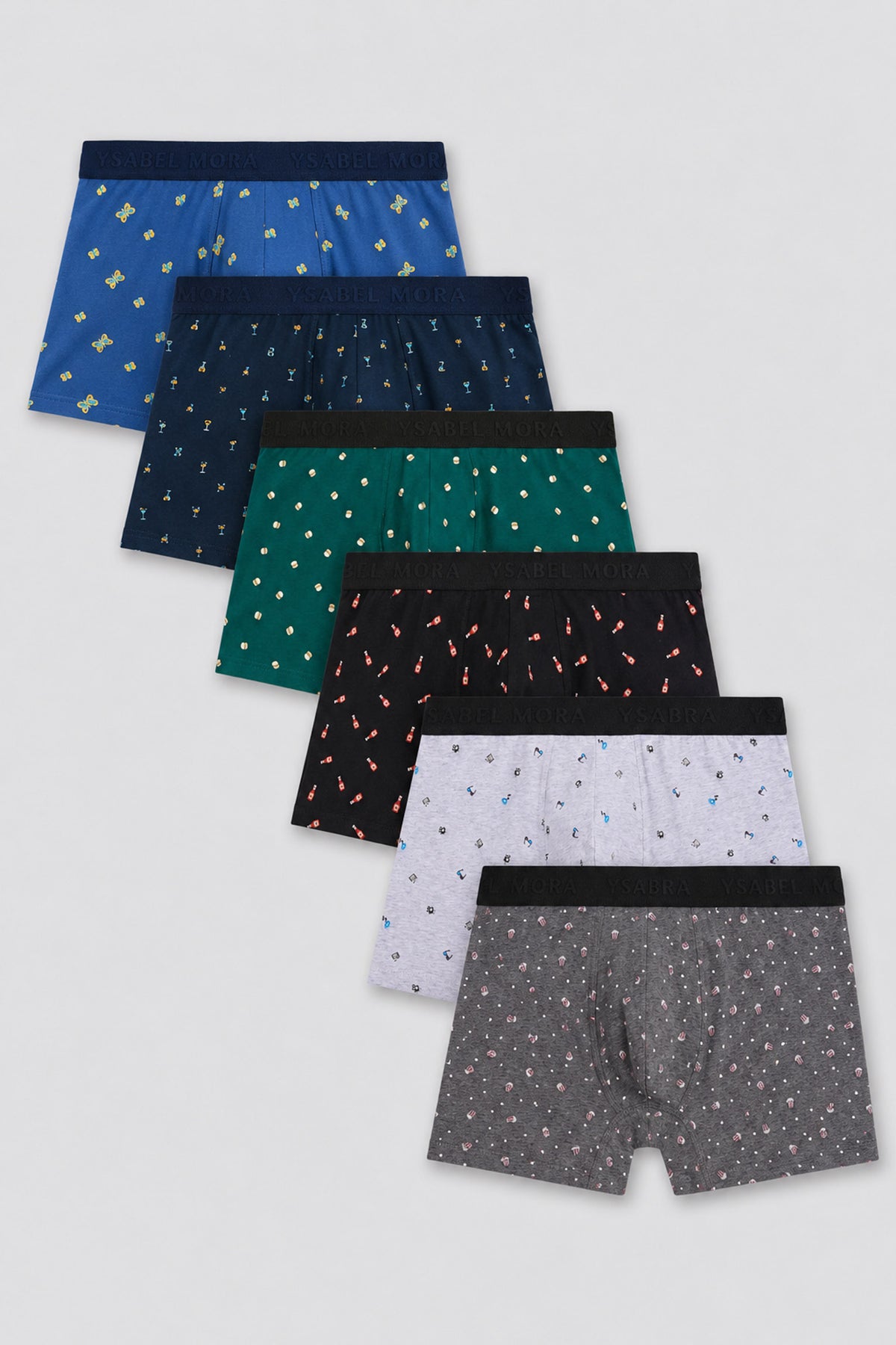 Lot de 6 boxers en coton imprimé nourriture
