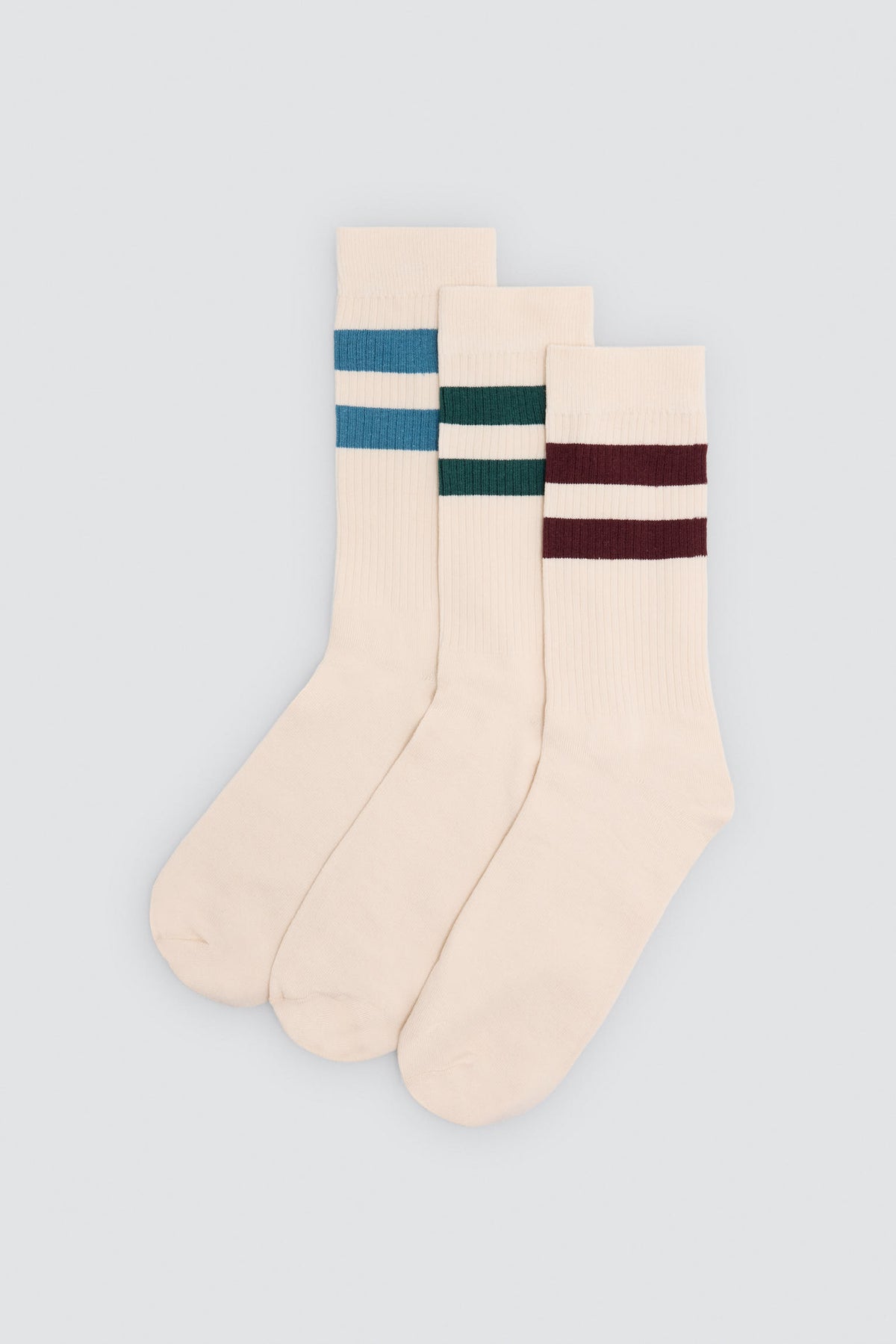 Lot de 3 chaussettes style sport à rayures contrastantes