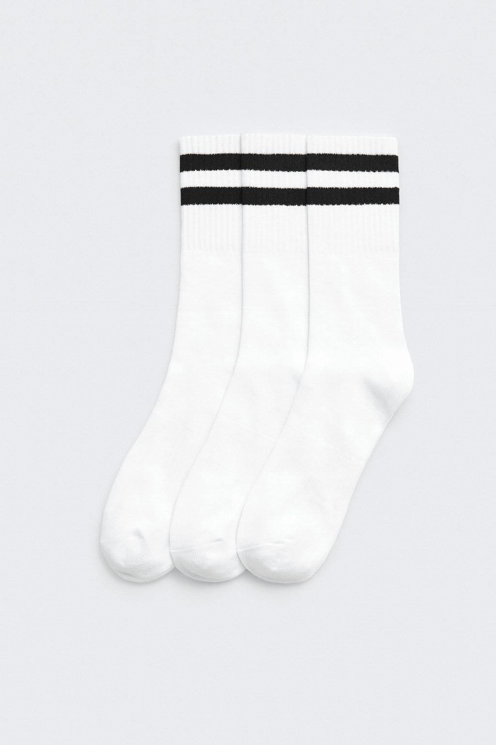 Pack 3 calcetines deportivos puño a rayas blanco - Ysabel Mora