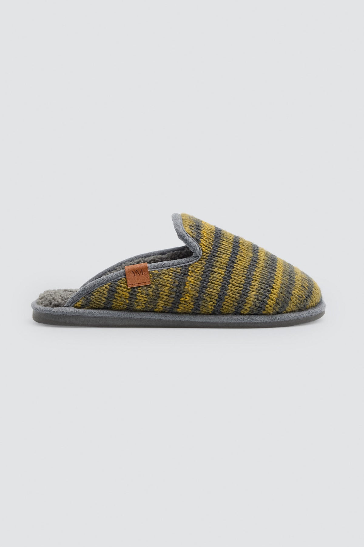 Chaussons homme en maille à rayures contrastées