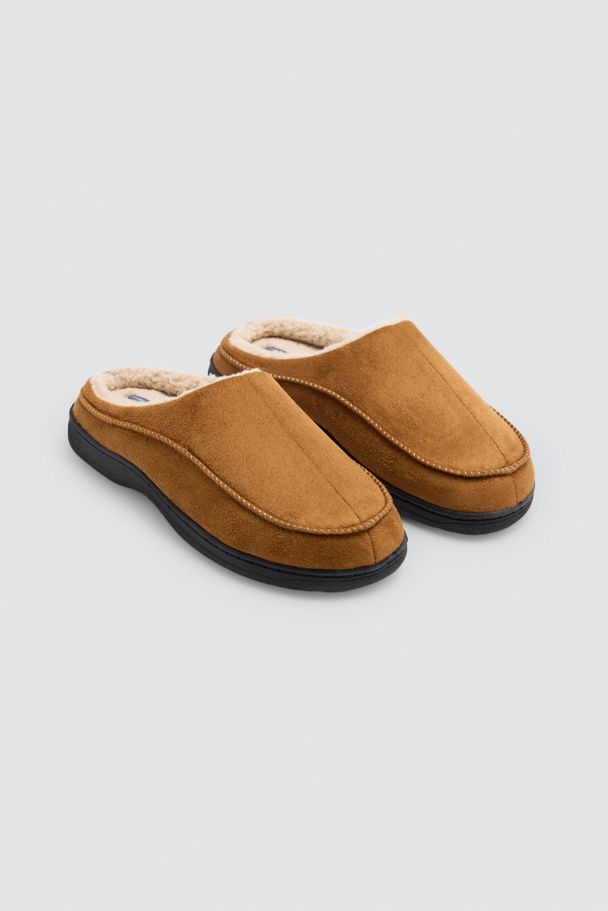 Chaussons homme camel effet daim avec intérieur fourrure
