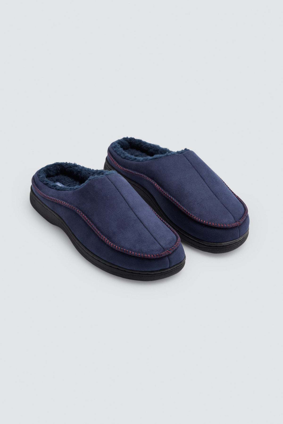 Chaussons homme bleu marine effet daim avec intérieur fourrure