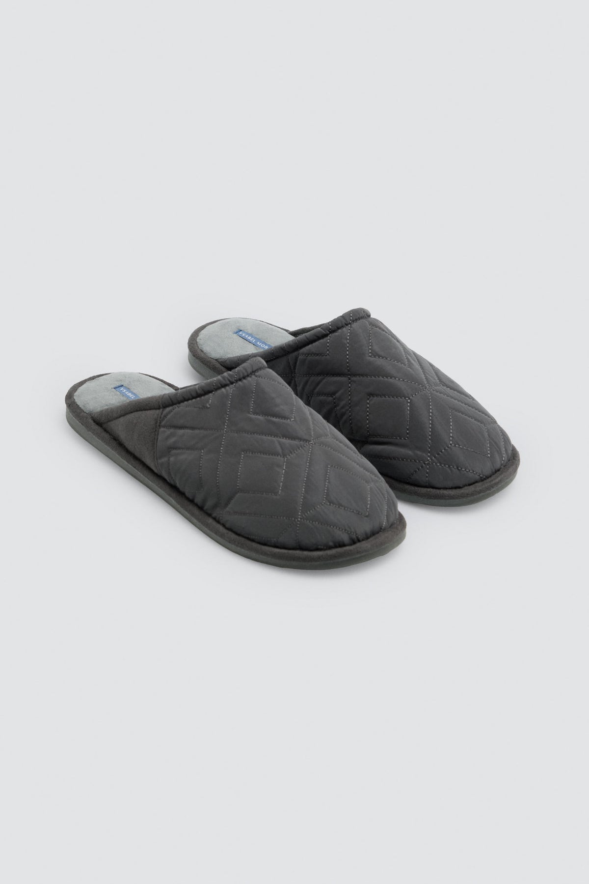 Chaussons homme matelassés verts effet velours