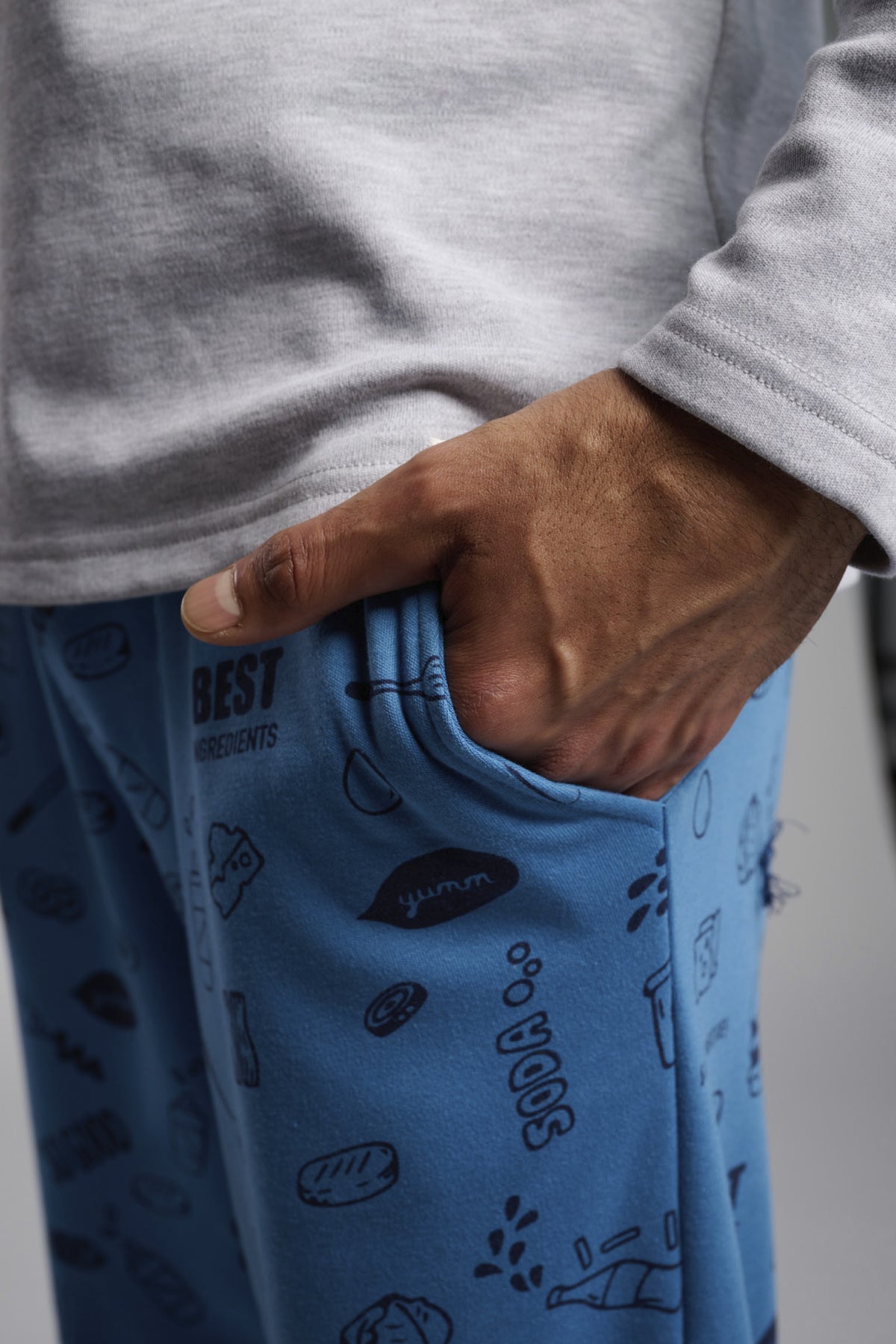 Pyjama long homme molletonné imprimé Food Truck