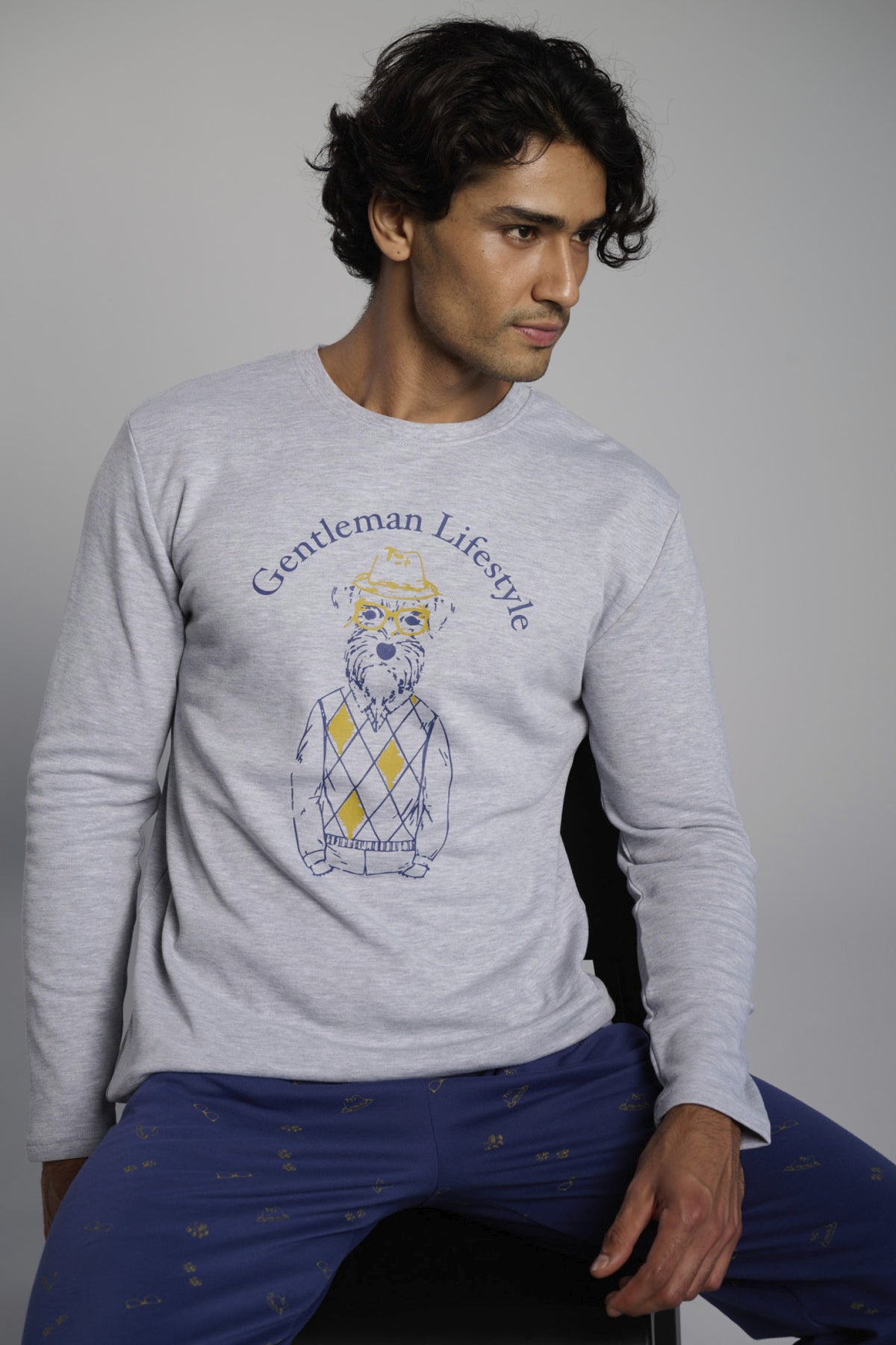 Pyjama long homme molletonné imprimé Gentleman Lifestyle