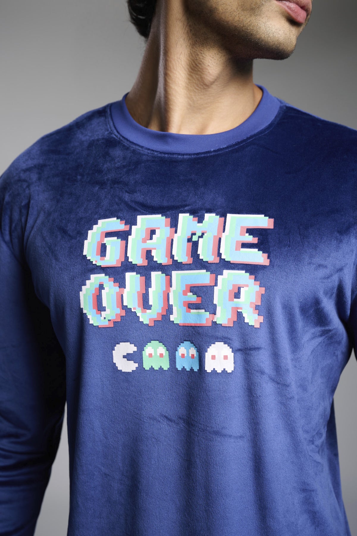 Pyjama long homme velours imprimé Game Over