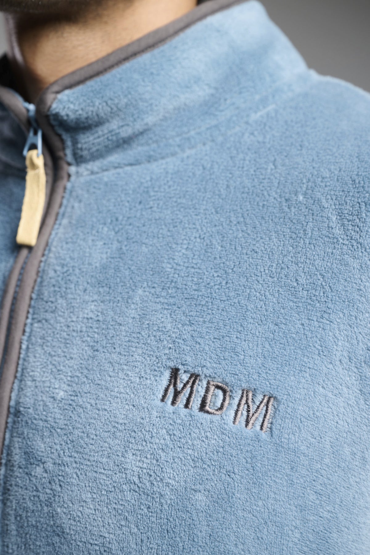 Peignoir court homme polaire corail bleu avec zip