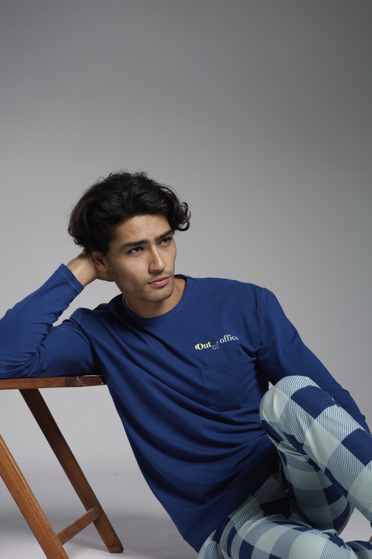 Pyjama long homme ultra-doux Out of Office à carreaux
