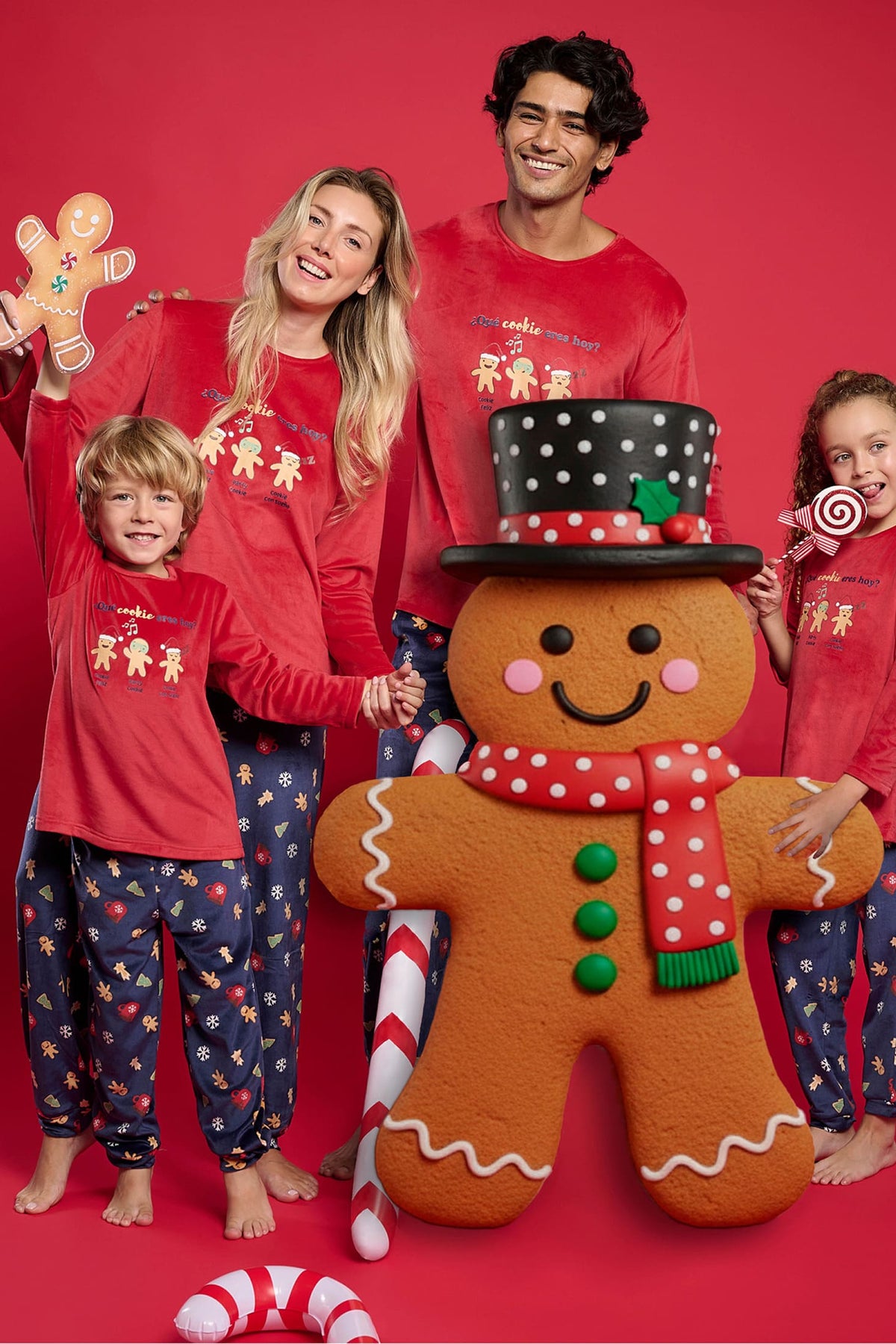 Pyjama long enfant unisexe velours Noël imprimé pain d'épices