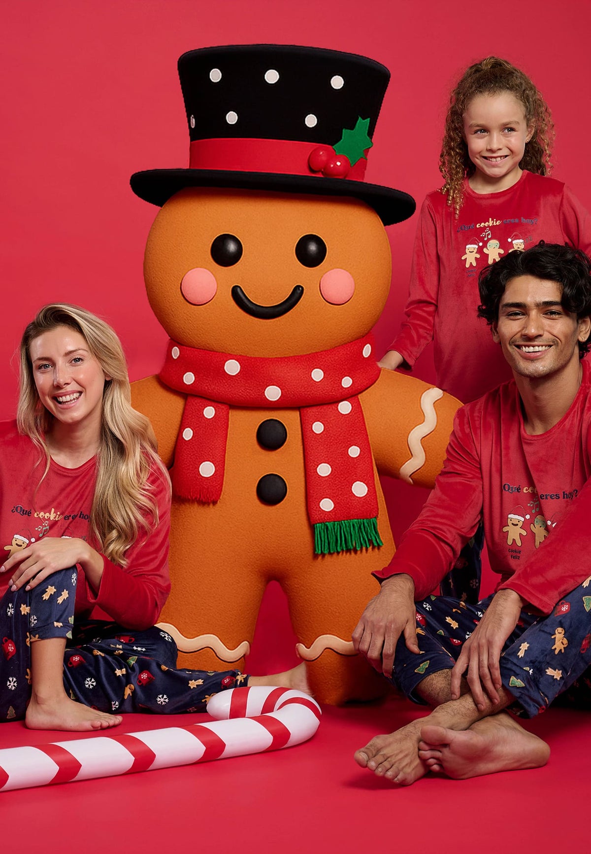Pyjama long enfant unisexe velours Noël imprimé pain d'épices