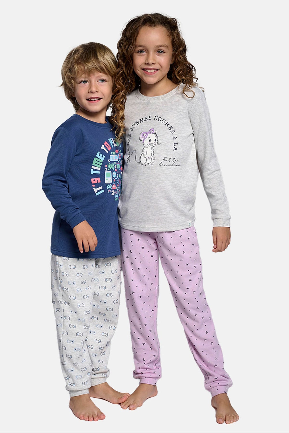 Pyjama long fille molletonné imprimé petite souris endormie