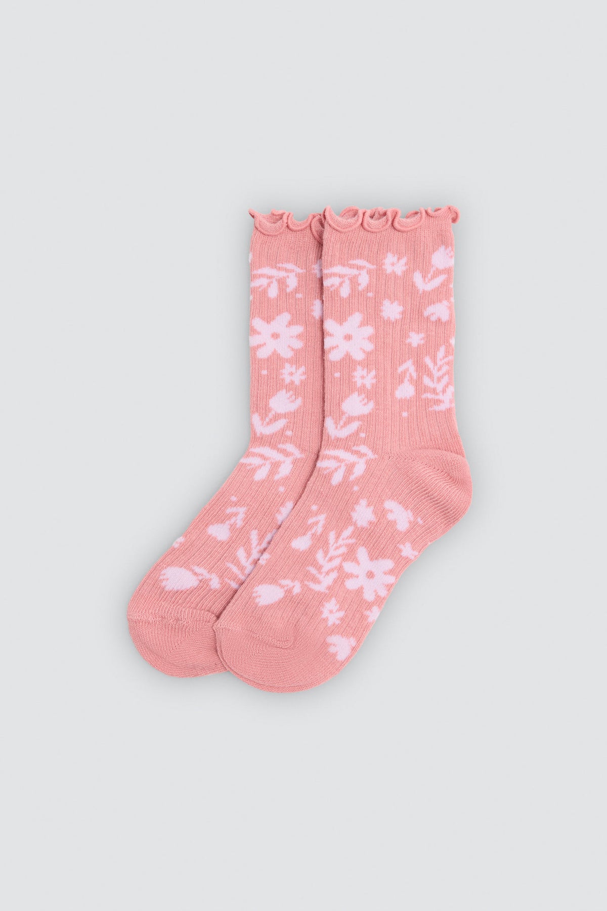 Lot de 4 chaussettes fille bord ondulé imprimé floral