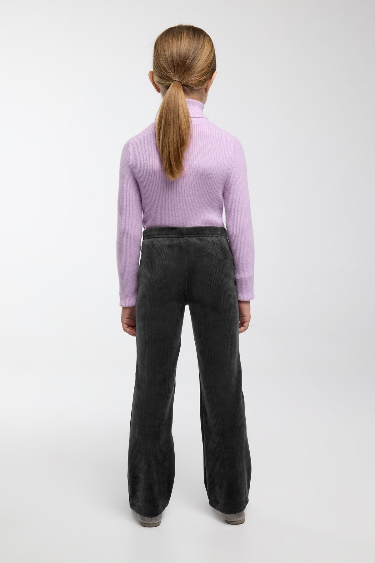 ULTRA THERMIQUE Pantalon fille noir molletonné effet velours côtelé