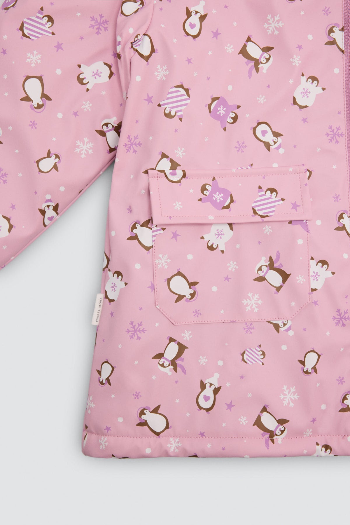 Imperméable fille imprimé pingouins doublure polaire