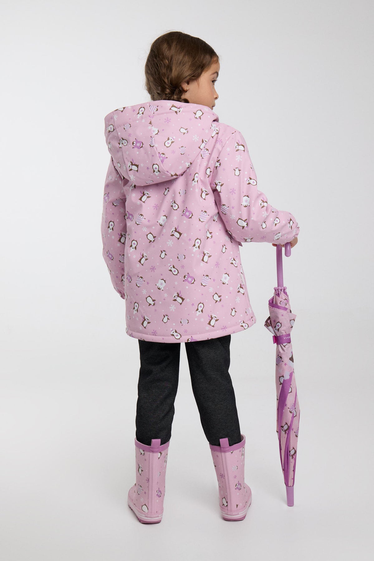 Imperméable fille imprimé pingouins doublure polaire