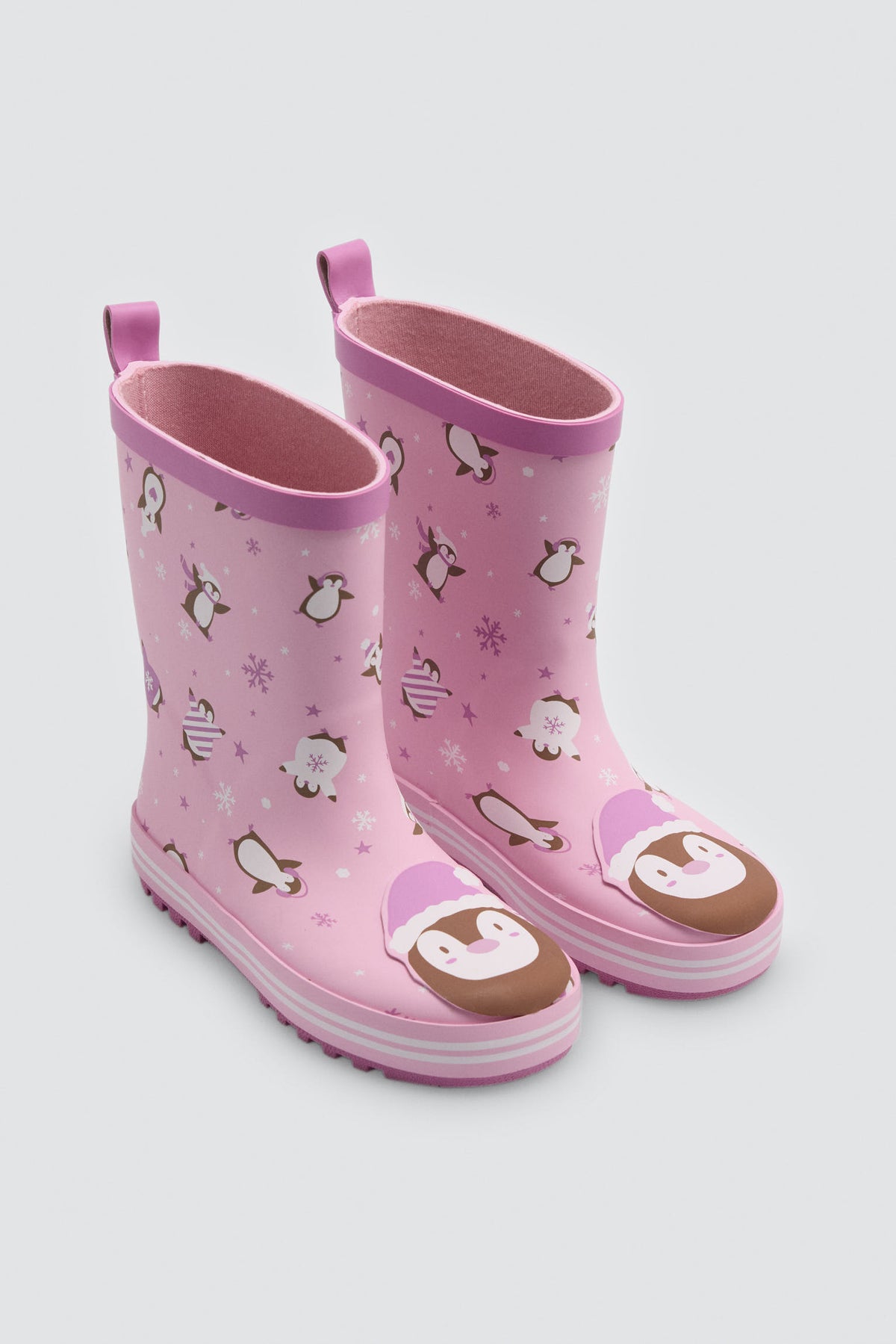 Bottes de pluie fille imprimé pingouins avec doublure