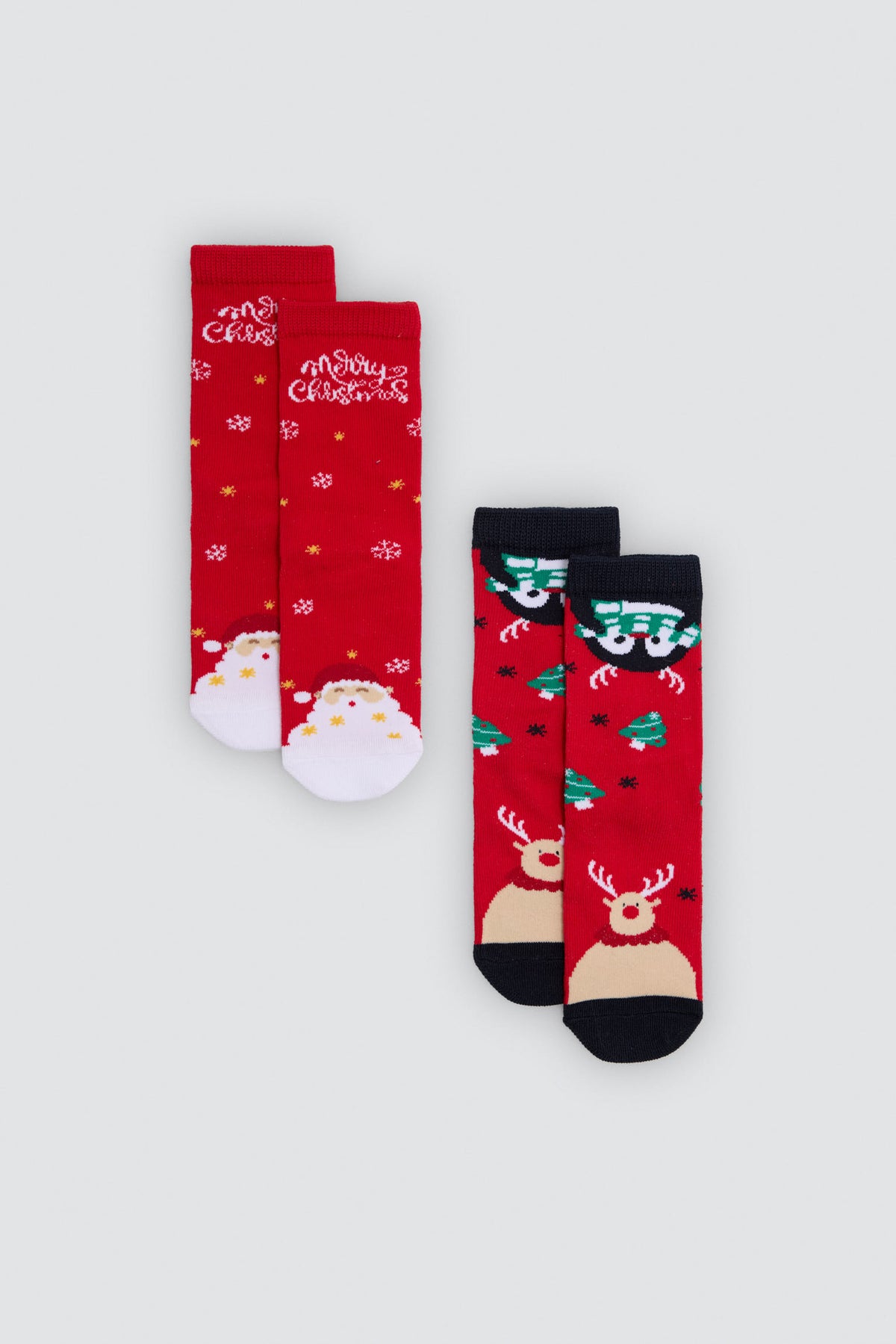 Lot de 2 chaussettes enfant imprimé Noël