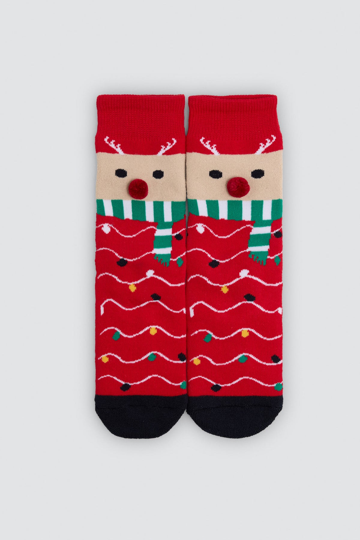 Lot de 2 chaussettes enfant de Noël avec rennes et pingouins