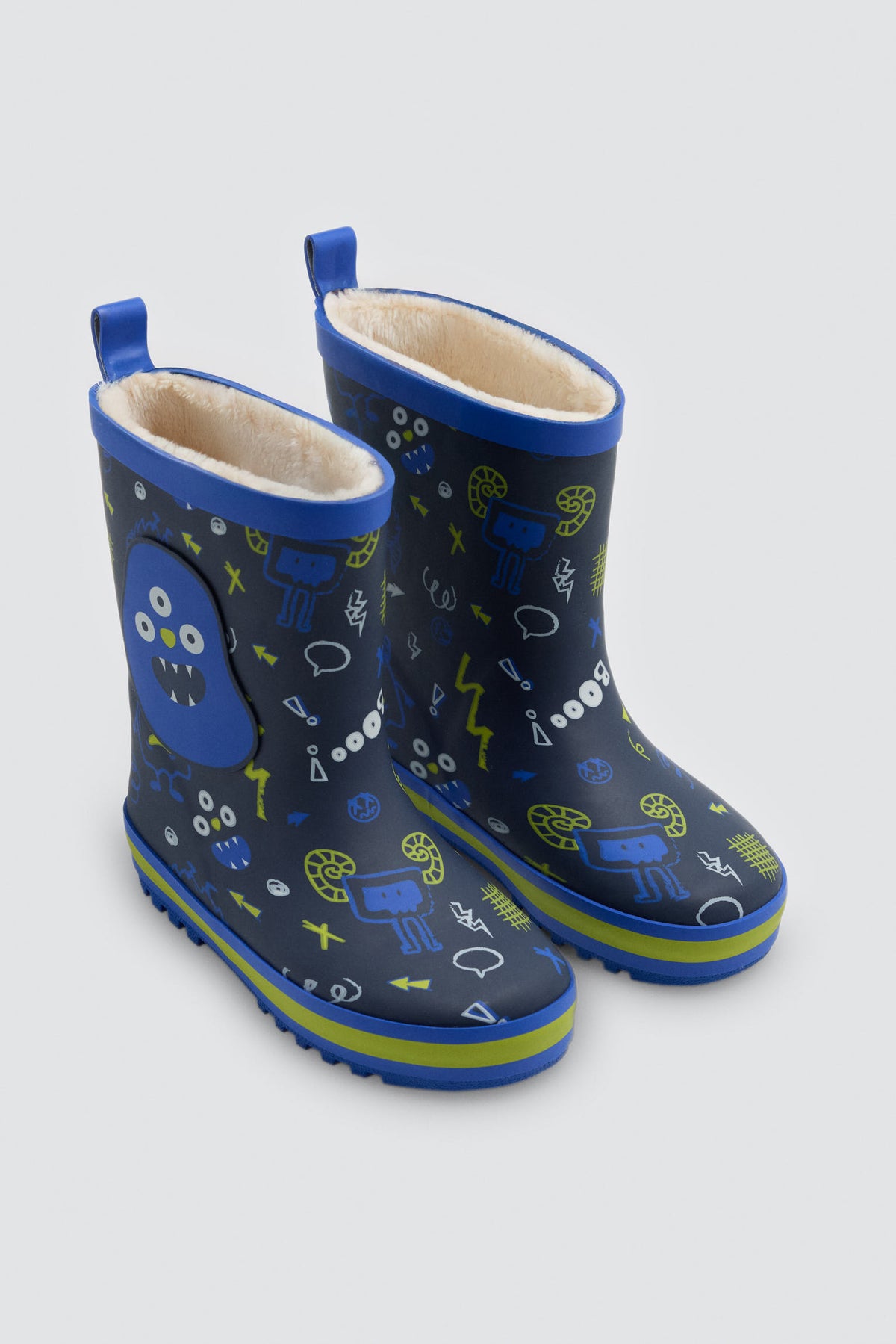 Bottes de pluie garçon imprimé monstres doublure sherpa