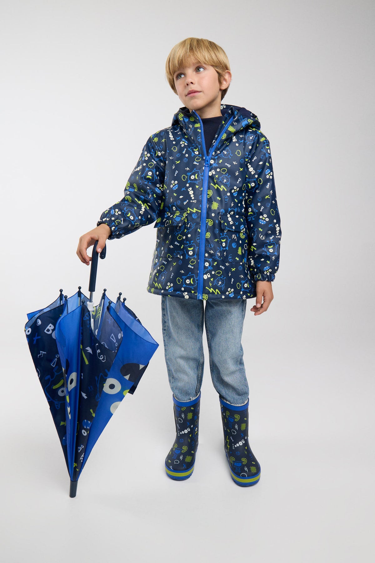 Imperméable garçon imprimé monstres doublure polaire