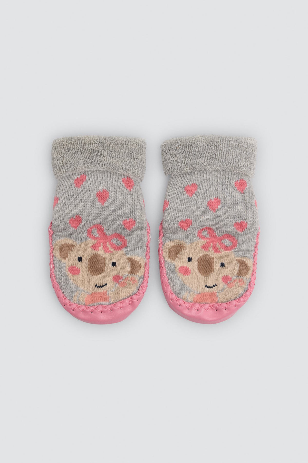 Chaussettes-chaussons thermiques bébé à semelle antidérapante, motif koala