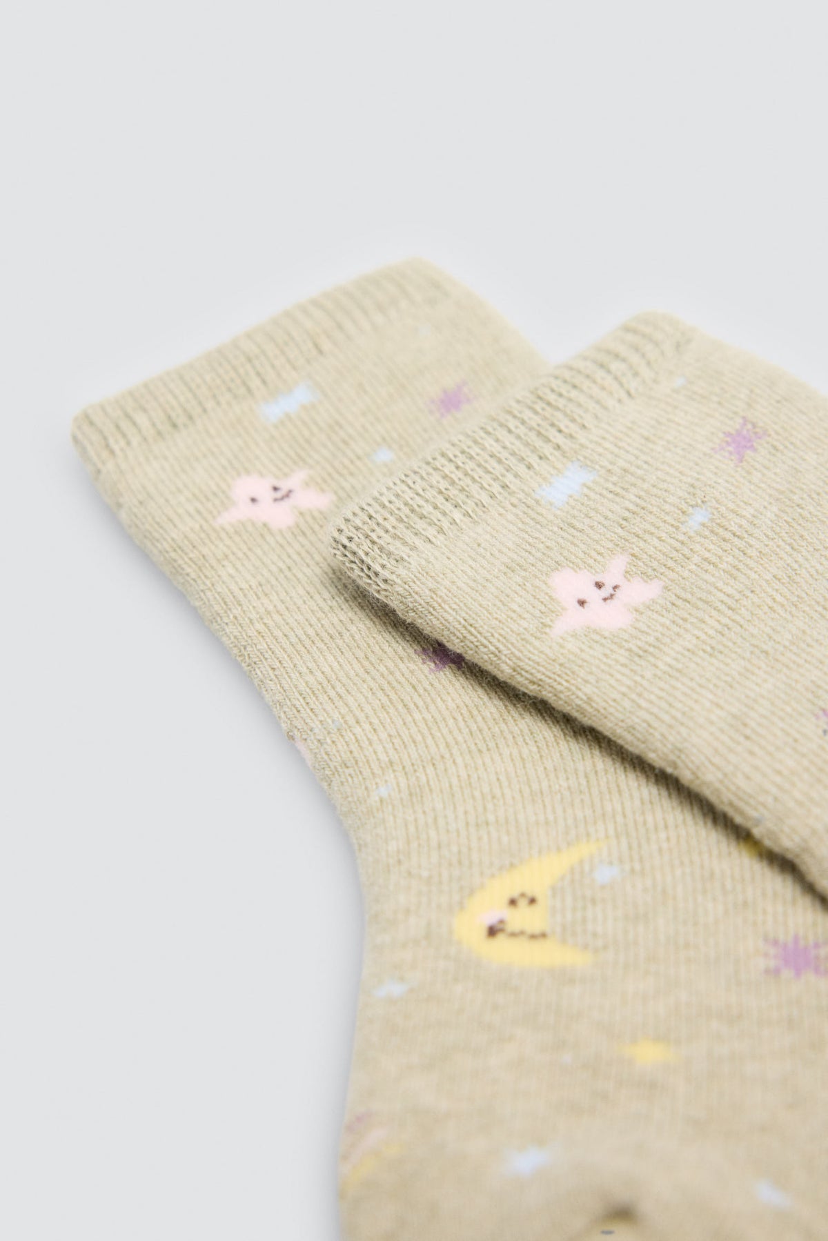Lot de 4 chaussettes thermiques bébé imprimé lunes et étoiles