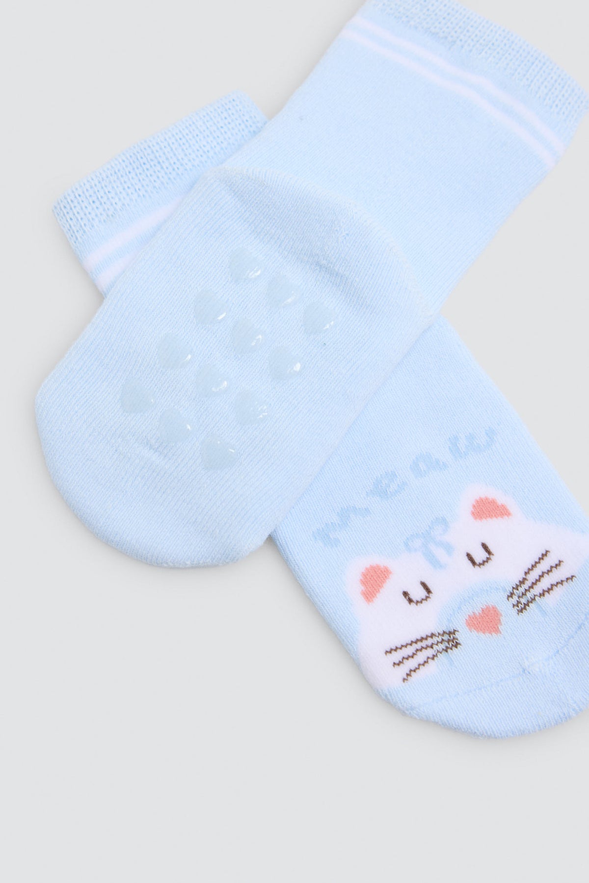 Lot de 2 chaussettes thermiques antidérapantes bébé imprimé chats et arcs-en-ciel