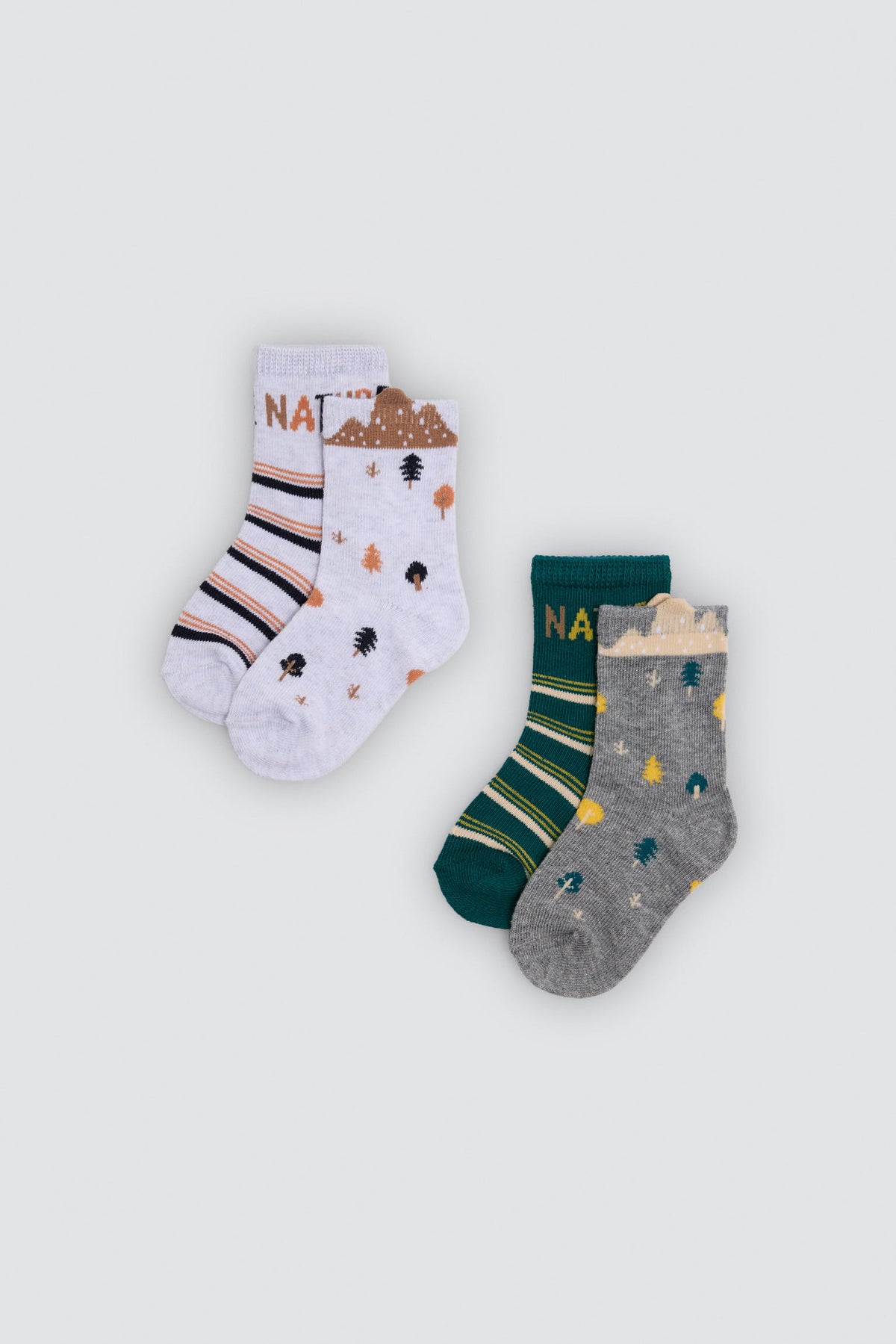Lot de 4 chaussettes bébé imprimé nature