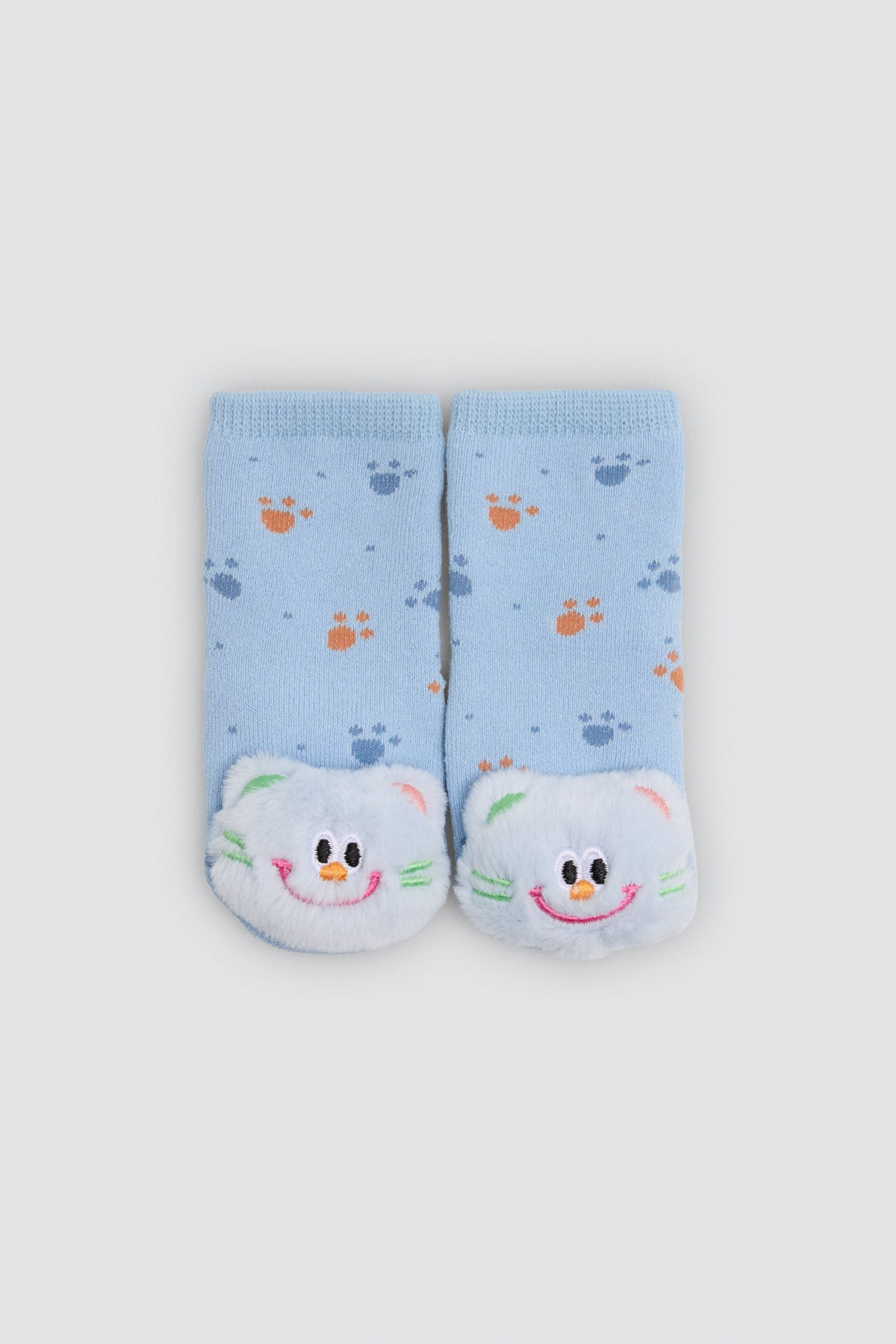 Lot de 2 chaussettes thermiques antidérapantes sensorielles bébé chatons
