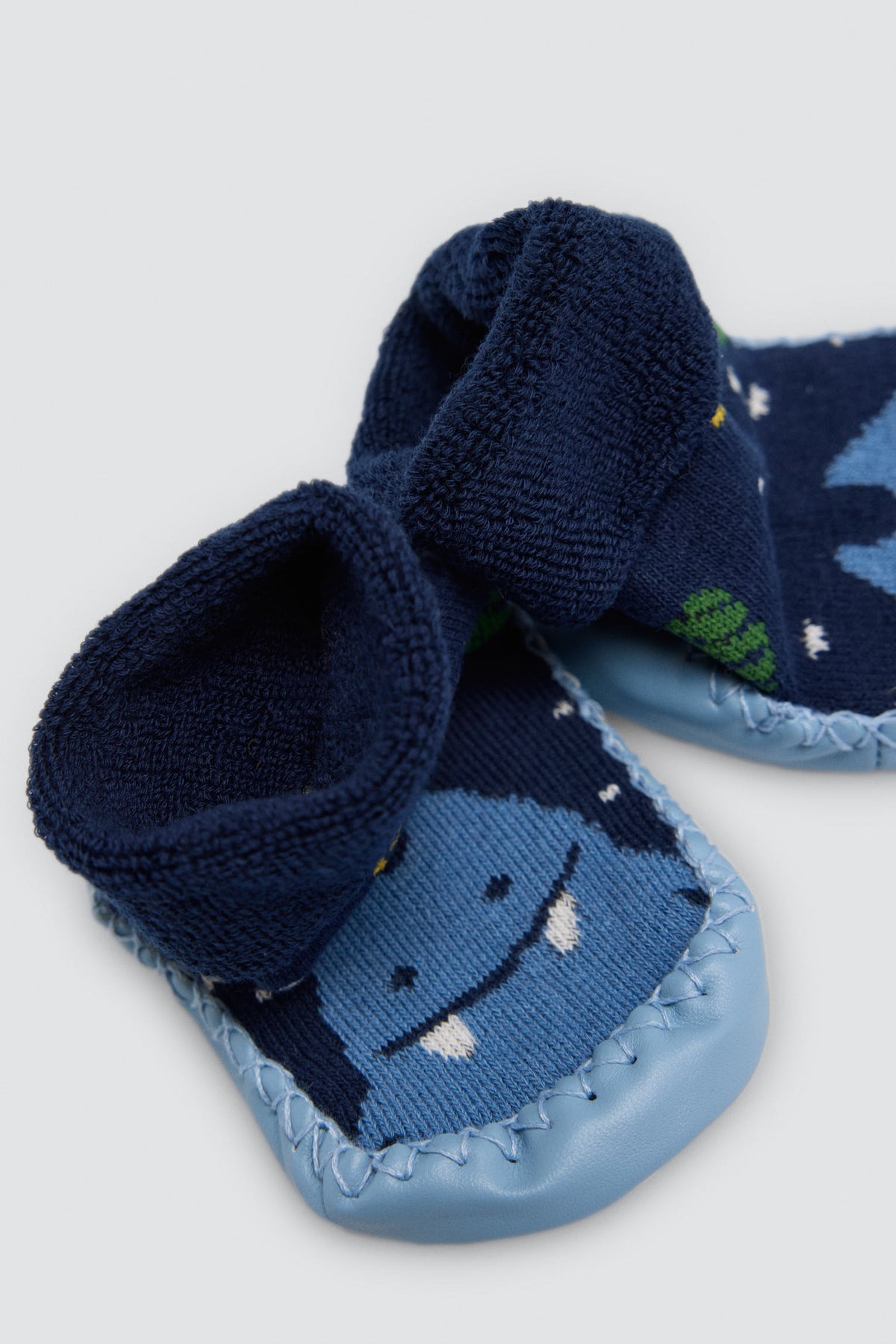 Chaussettes-chaussons thermiques bébé à semelle antidérapante, motif monstre