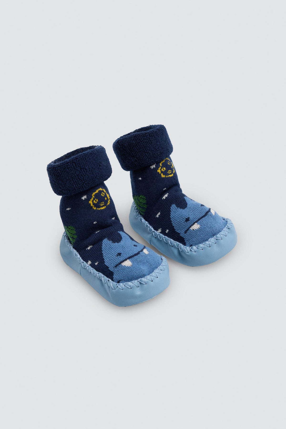 Chaussettes-chaussons thermiques bébé à semelle antidérapante, motif monstre
