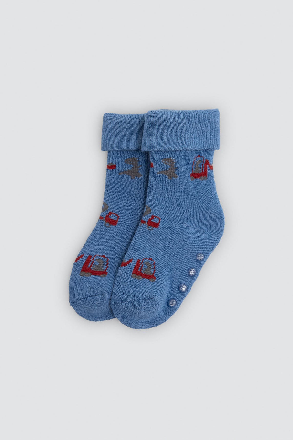Lot de 4 chaussettes thermiques antidérapantes bébé imprimé tracteurs et flèches