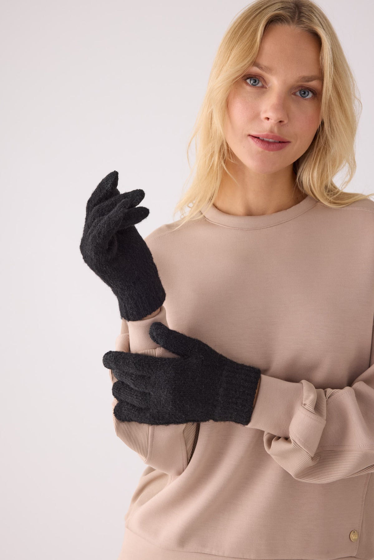 Gants tactiles en maille noirs pour femme